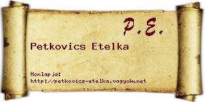 Petkovics Etelka névjegykártya